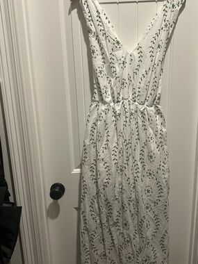 a new day White Maxi Dress with Green Leaf Print